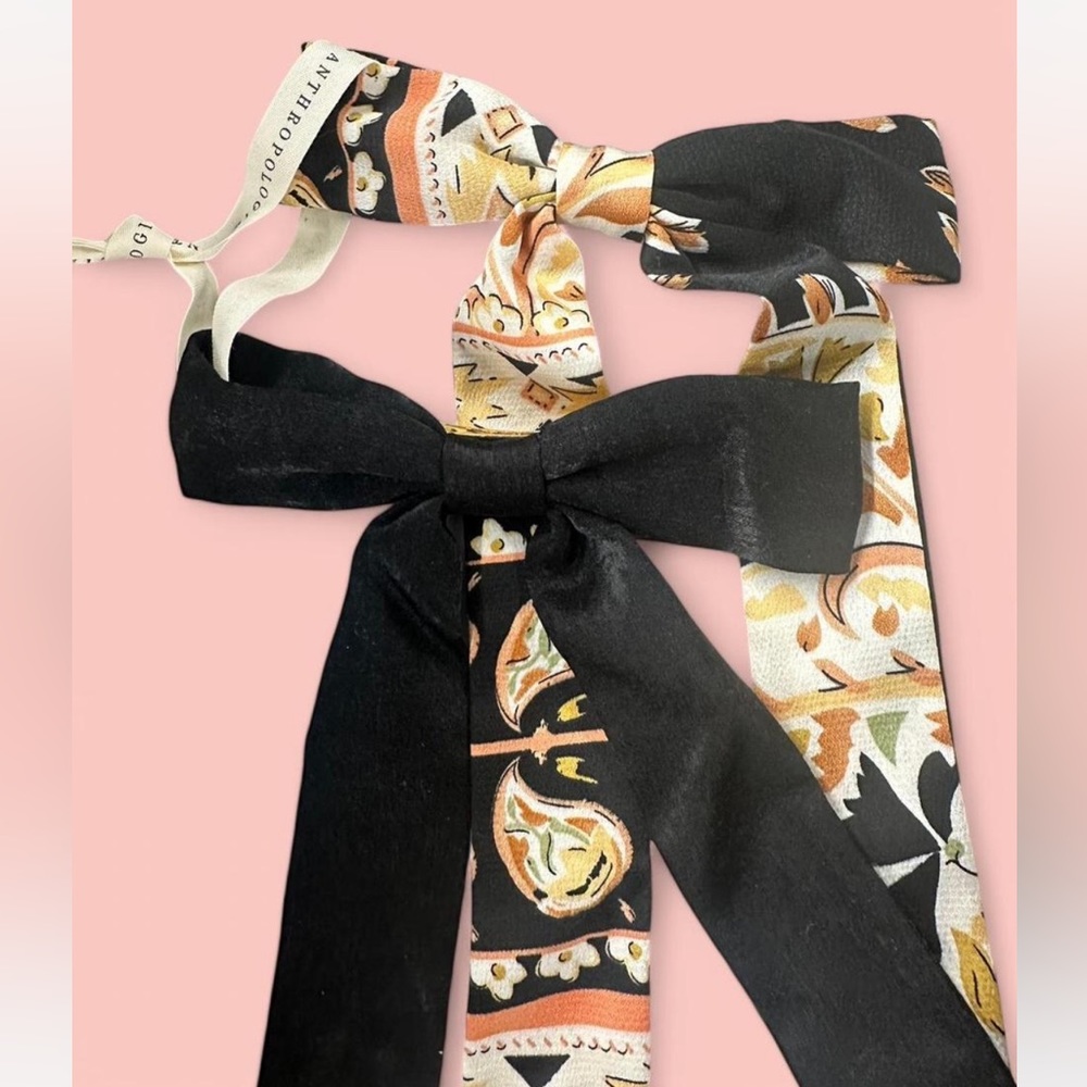 NWT anthropologie satin pair of hair bow clips